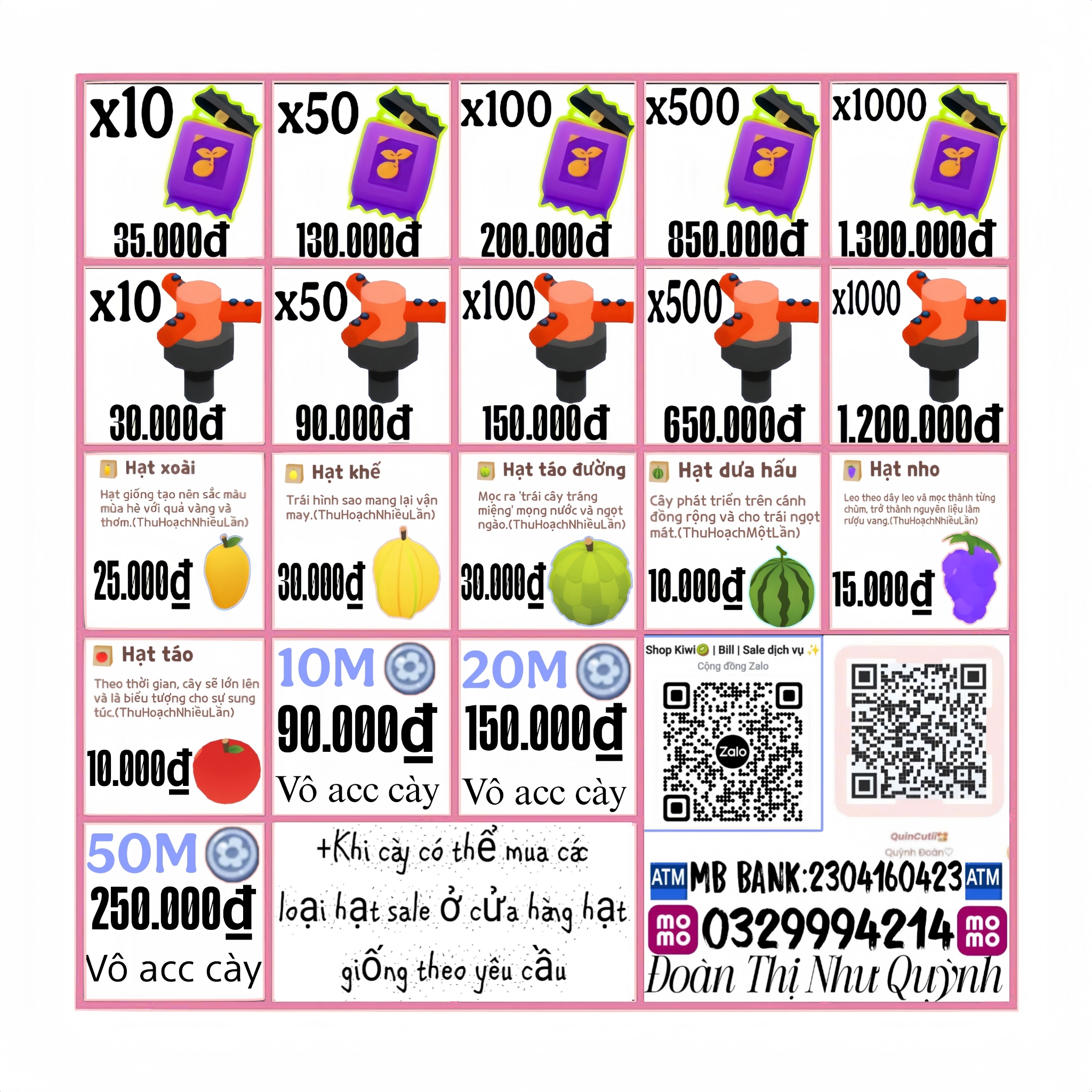 Túi hạt giống may mắn